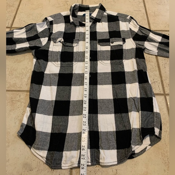 George Black and White Buffalo Plaid Flannel Shirt Size Small - Picture 5 of 5